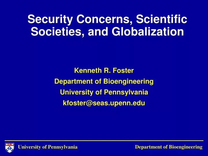 security concerns scientific societies and globalization