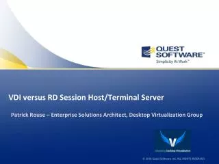 VDI versus RD Session Host/Terminal Server