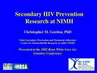Secondary HIV Prevention Research at NIMH