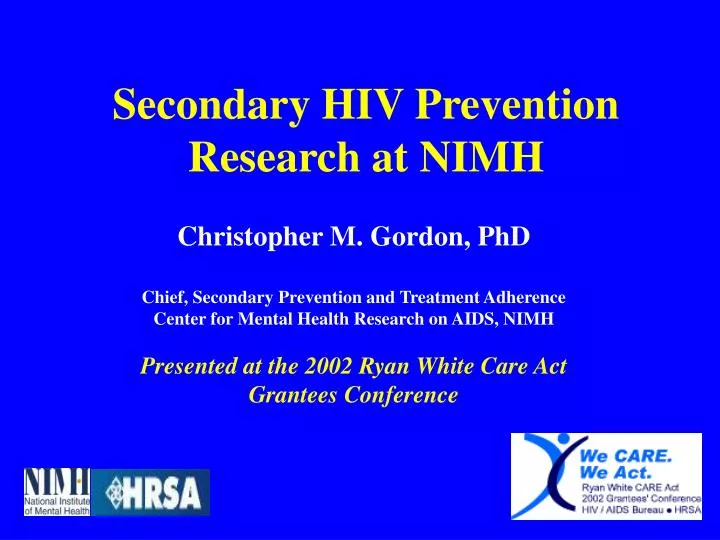 secondary hiv prevention research at nimh