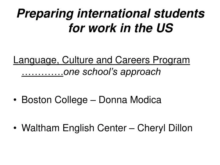 preparing international students for work in the us