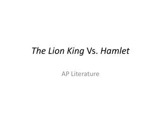 The Lion King Vs. Hamlet