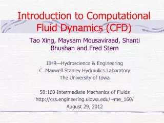 Introduction to Computational Fluid Dynamics (CFD)