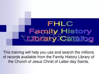 FHLC Family History Library Catalog