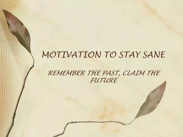 motivation to stay sane remember the past claim the future