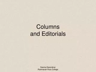 Columns and Editorials