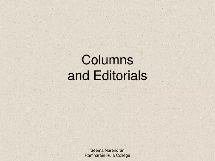 columns and editorials