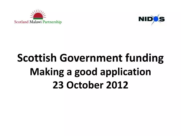 scottish government funding making a good application 23 october 2012