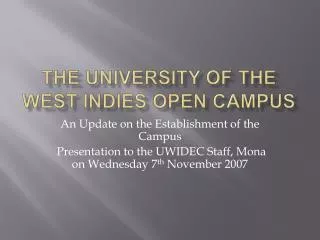 The University of the West Indies Open Campus
