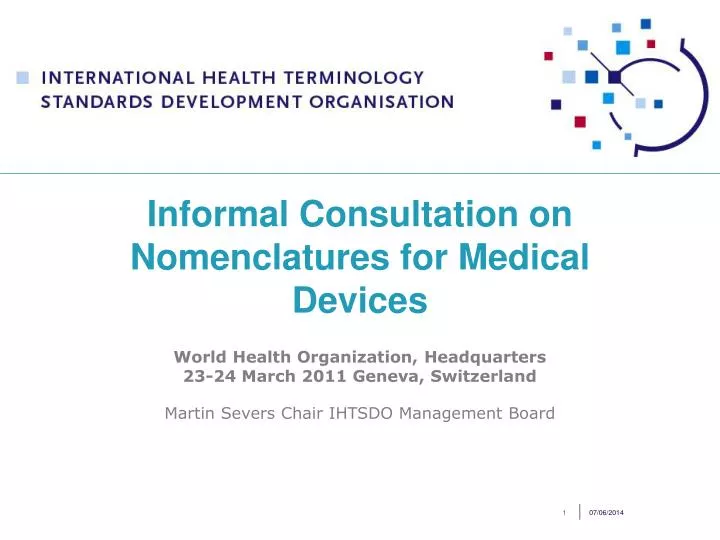 informal consultation on nomenclatures for medical devices