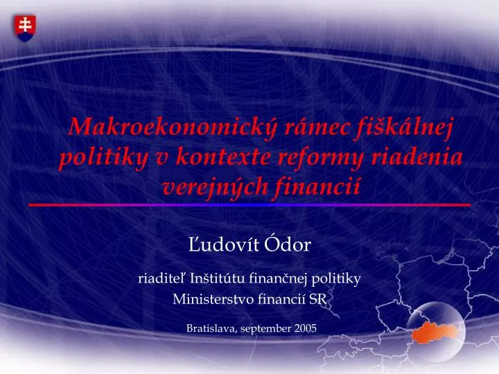 makroekonomick r mec fi k lnej politiky v kontexte reformy riadenia verejn ch financi