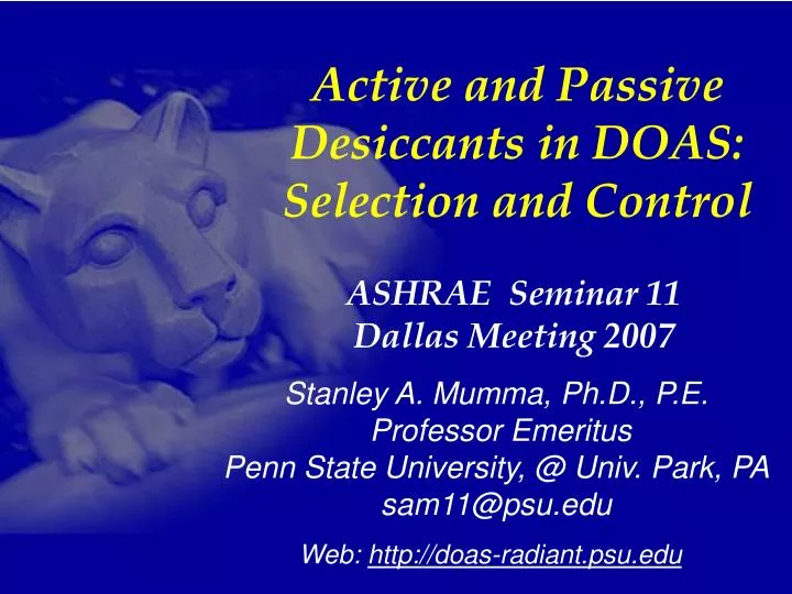 active and passive desiccants in doas selection and control