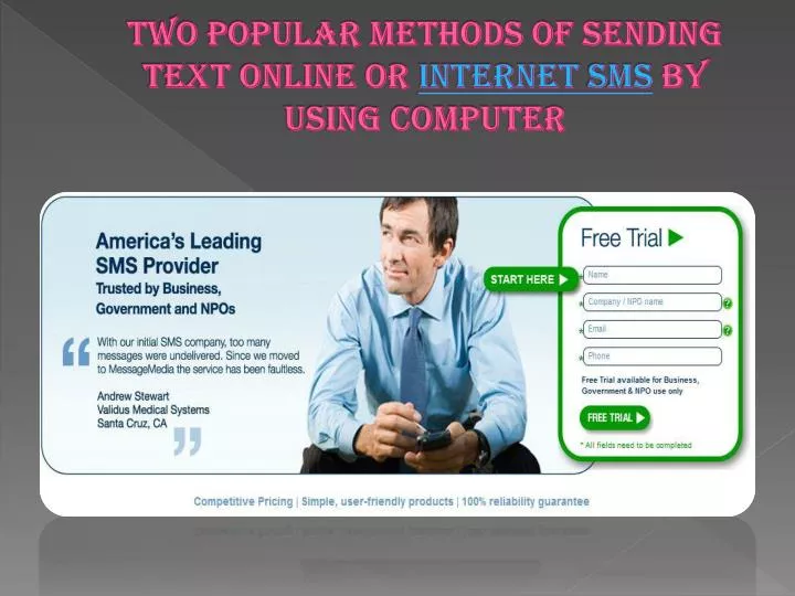 two popular methods of sending text online or internet sms by using computer