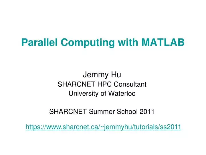 parallel computing with matlab
