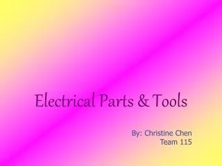 Electrical Parts &amp; Tools