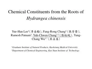 Chemical Constituents from the Roots of Hydrangea chinensis