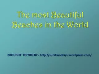 T he most Beautiful Beaches in the World