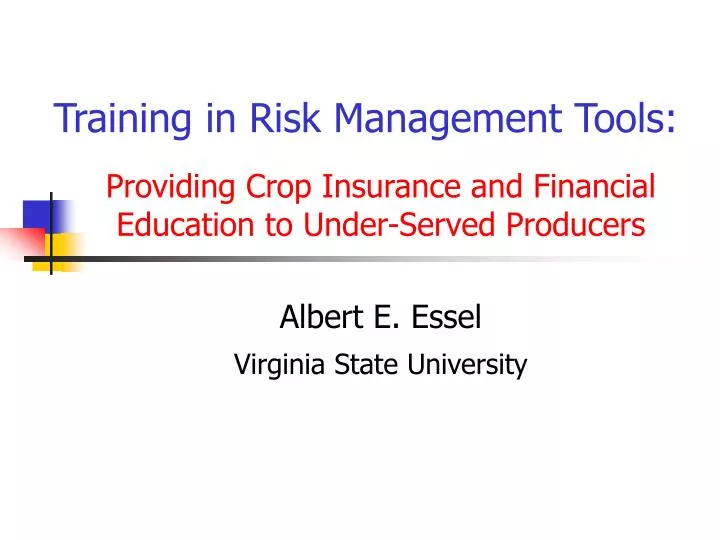 training in risk management tools