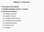 MÓDULO 2– 12/05/2012 6. Processo da TCC Infantil 7. Confidencialidades e limites – Contrato 8. Estrutura das sessões 8 - slide 1