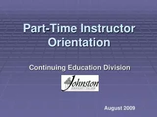 Part-Time Instructor Orientation