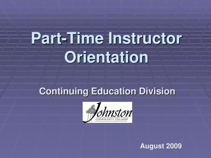 part time instructor orientation