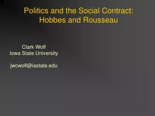 Politics and the Social Contract: Hobbes and Rousseau