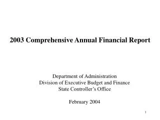 2003 Comprehensive Annual Financial Report