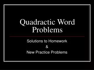 Quadractic Word Problems