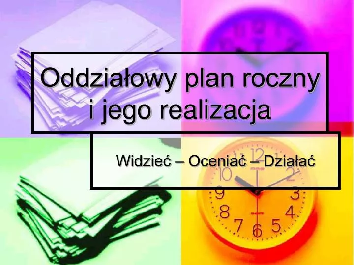 oddzia owy plan roczny i jego realizacja