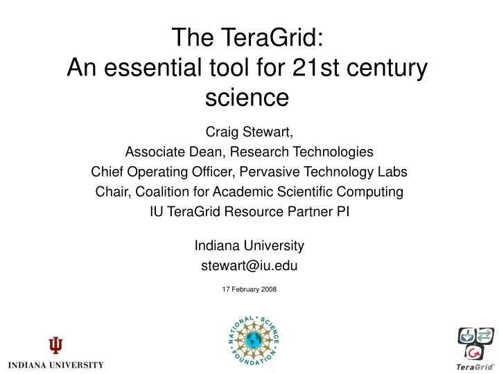 the teragrid an essential tool for 21st century science