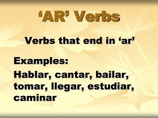 ‘AR’ Verbs