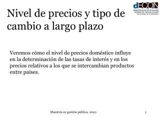 nivel de precios y tipo de cambio a largo plazo