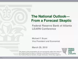 The National Outlook—From a Forecast Skeptic