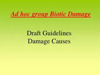 Ad hoc group Biotic Damage