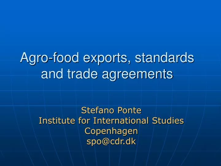 agro food exports standards and trade agreements