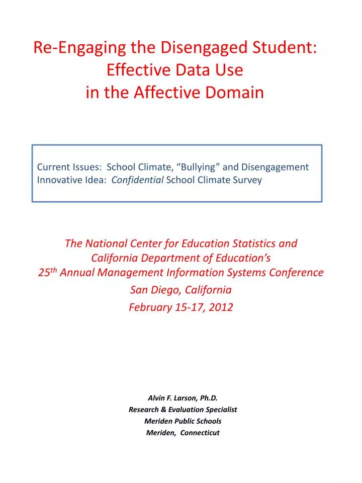 re engaging the disengaged student effective data use in the affective domain