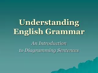 Understanding English Grammar