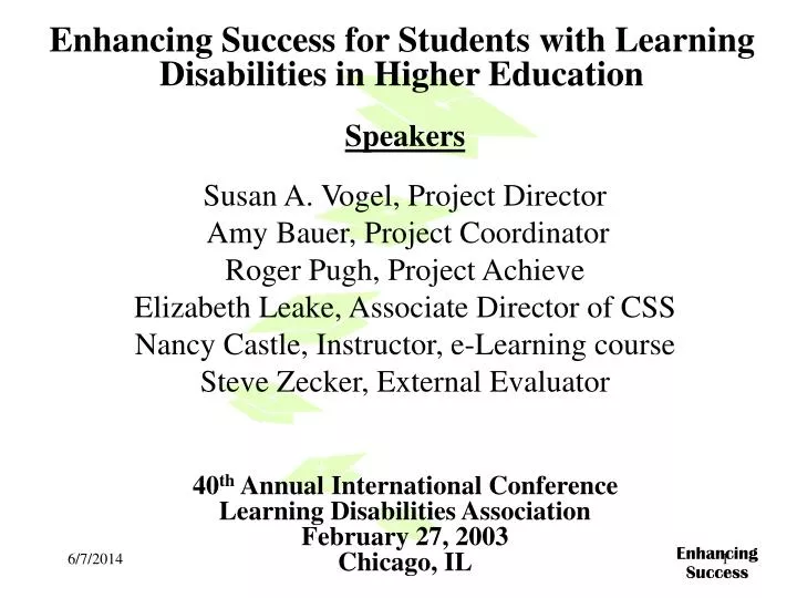 enhancing success for students with learning disabilities in higher education