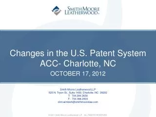Changes in the U.S. Patent System