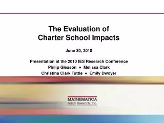 The Evaluation of Charter School Impacts