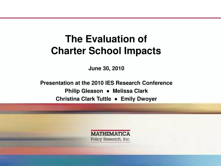 the evaluation of charter school impacts