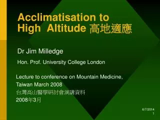 acclimatisation to high altitude