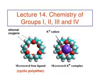 Lecture 14. Chemistry of Groups I, II, III and IV