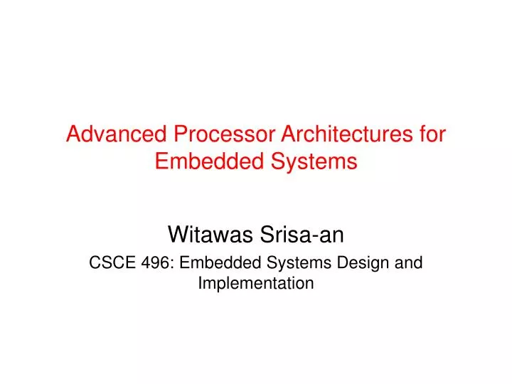 advanced processor architectures for embedded systems