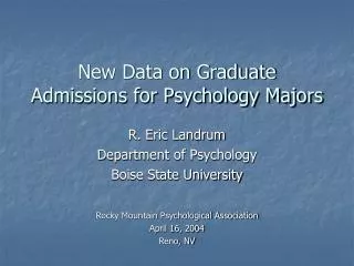 New Data on Graduate Admissions for Psychology Majors