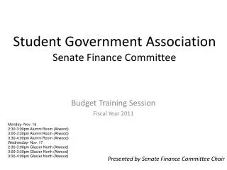 Student Government Association Senate Finance Committee