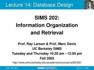 Lecture 14: Database Design