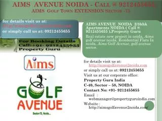 aims avenue noida - call @ 9212455655 - aims golf town ext