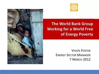 The World Bank Group Working for a World Free of Energy Poverty