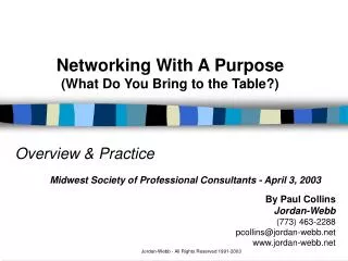 Networking With A Purpose (What Do You Bring to the Table?)